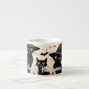 Three Black Cats with Hats on Halloween Espresso Cup