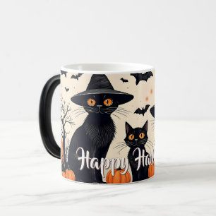 Three Black Cats with Hats on Halloween Magic Mug