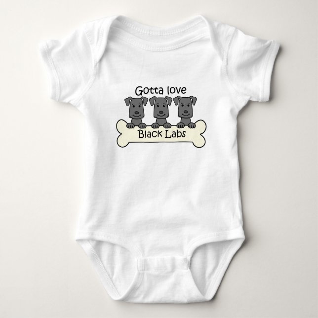 Three Black Labs Baby Bodysuit (Front)