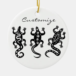 Three Black Lizards Thunder_Cove Southwest Style Ceramic Tree Decoration