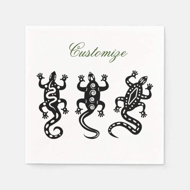 Three Black Lizards Thunder_Cove Southwest Style Napkin (Front)