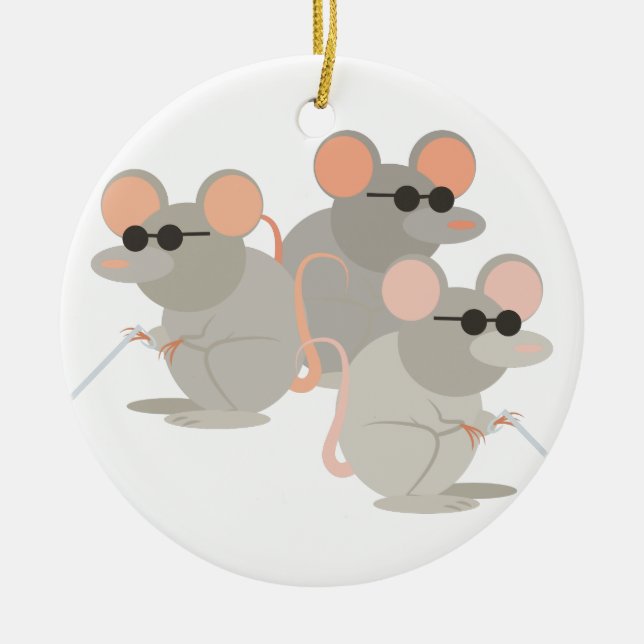 Three Blind Mice Ceramic Tree Decoration (Front)