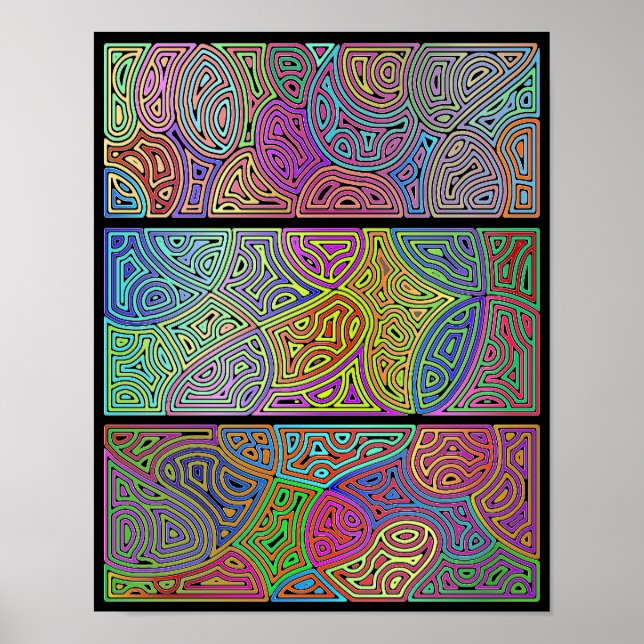three blocks of multicolored abstract shapes poster (Front)