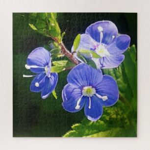 Three Blue Flowers Jigsaw Puzzle