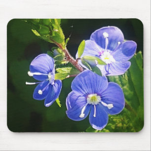 Three Blue Flowers Mouse Mat