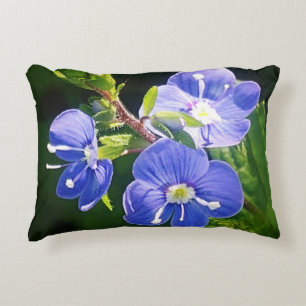 Three Blue Flowers Throw Pillow