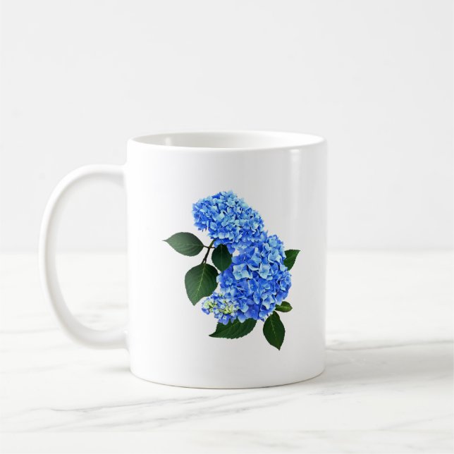 Three Blue Hydrangea Coffee Mug (Left)