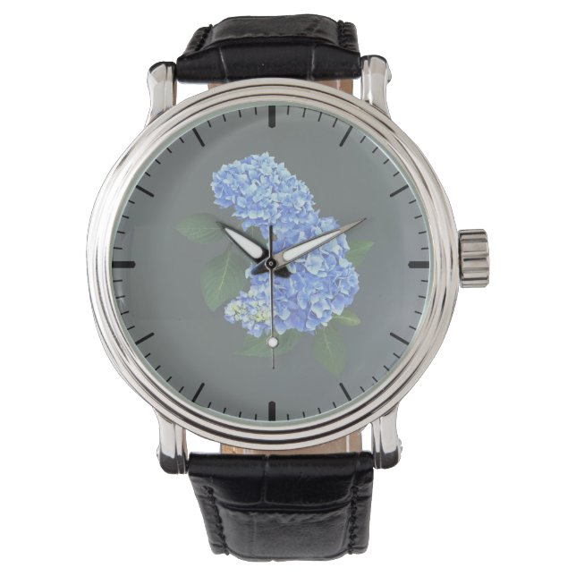 Three Blue Hydrangea Watch (Front)