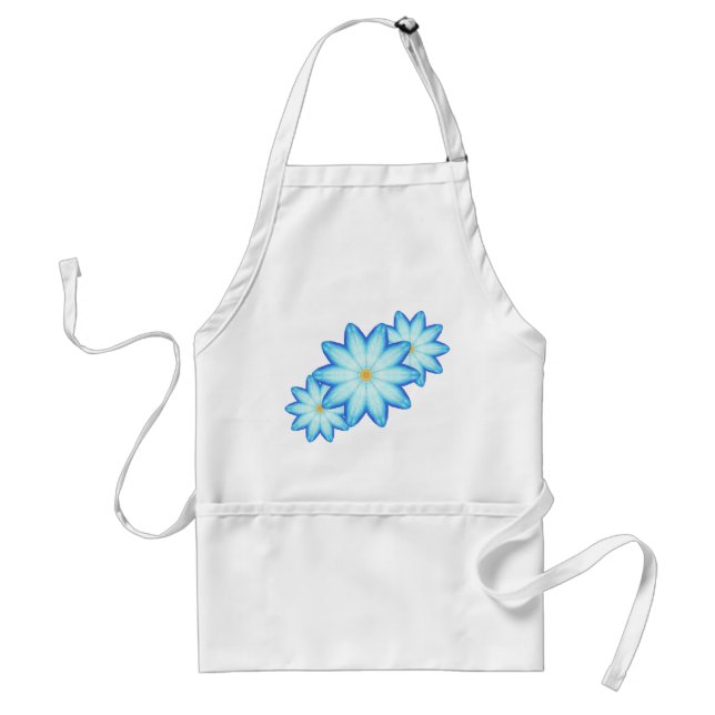 Three Blue Lotus Flowers Abstract Aprons (Front)