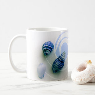 Three blue sea shells coffee mug
