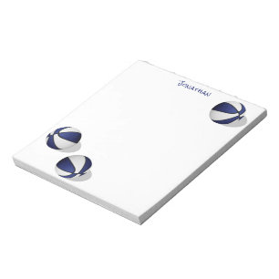 three blue white basketballs personalised notepad