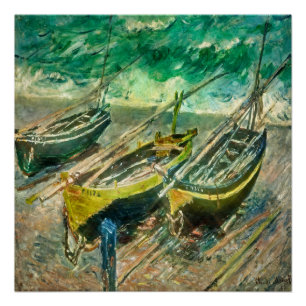 Three boat. Claude Monet. Poster
