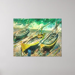 Three boat. Claude Monet.    Stretched  Print