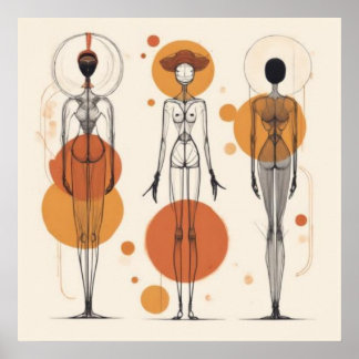 Three Bodies in Balance — Geometric Rhythm Poster