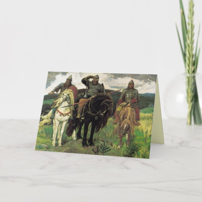 Three Bogatyrs (1898) by Viktor Vasnetsov Print Card (Front)