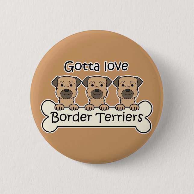 Three Border Terriers 6 Cm Round Badge (Front)