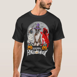 Three Boxer Dog Brindle Boxer Mummy Witch Demon Ha T-Shirt