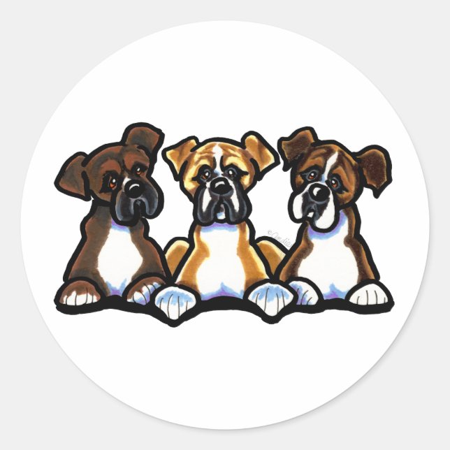 Three Boxers Classic Round Sticker (Front)