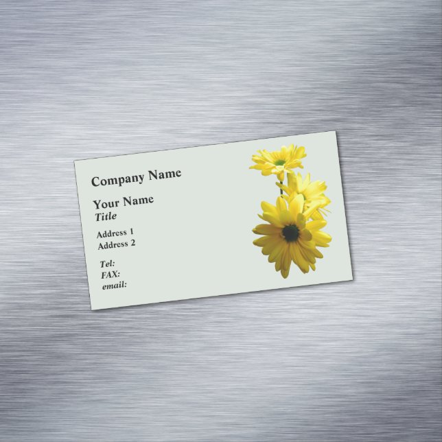 Three Bright Yellow Daisies Magnetic Business Card (In Situ)