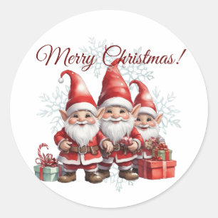 Three bro's, three gnomes - Merry Christmas! Classic Round Sticker