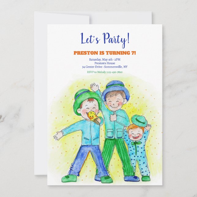 Three Brothers Party Invitation (Front)