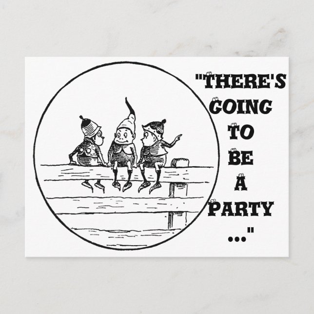 Three Brownies on a Fence Postcard (Front)