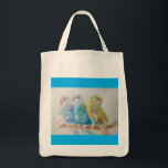 Three Budgies Sitting Watercolour blue Gift Bag<br><div class="desc">Three Budgies Sitting Watercolour blue Gift Bag. For all those young at heart a lovely budgie bag,  using one of my original watercolors. Add a little magic to your life!</div>