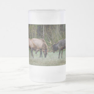 Three Bull Elk Fight Frosted Mug