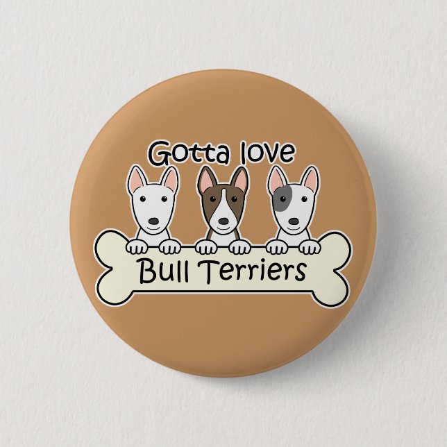 Three Bull Terriers 6 Cm Round Badge (Front)