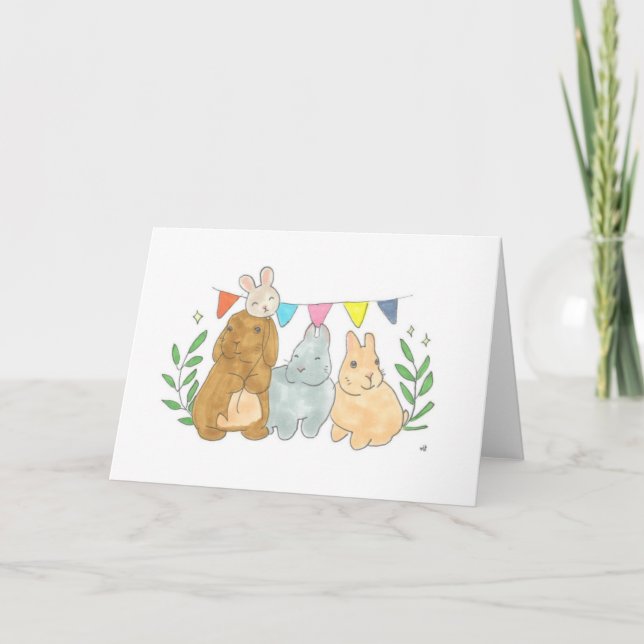 Three Bunnies Card (Front)
