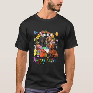 Three Bunny Dachshund Dogs In Easter Eggs Basket E T-Shirt