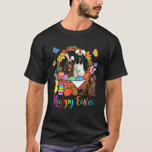 Three Bunny Newfoundland Dogs In Easter Eggs Baske T-Shirt