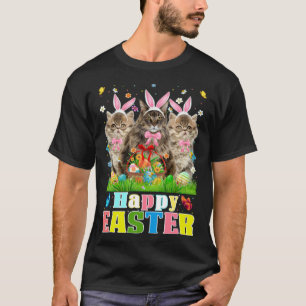 Three Bunny Persian Cats & Easter Egg Basket Easte T-Shirt