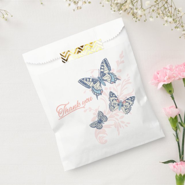 Three butterflies drawing thank you wedding favour bags (Sealed)
