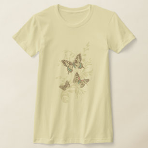 Three butterflies graphic inked t-shirt