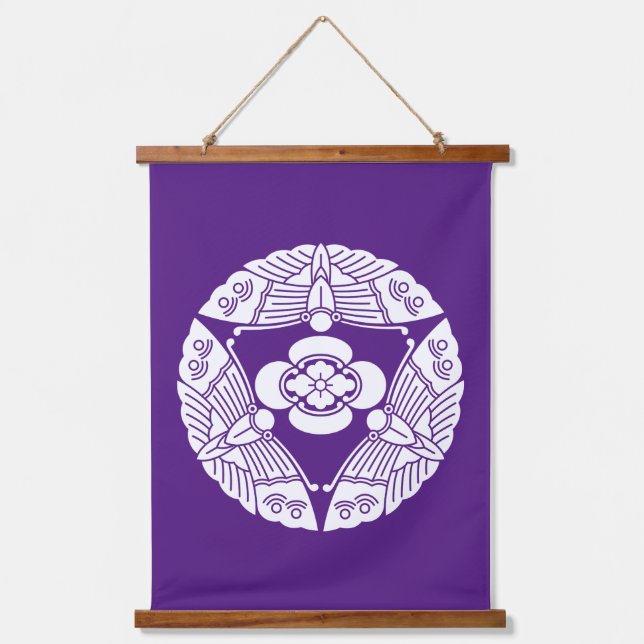 Three butterflies with mokko hanging tapestry (Front)