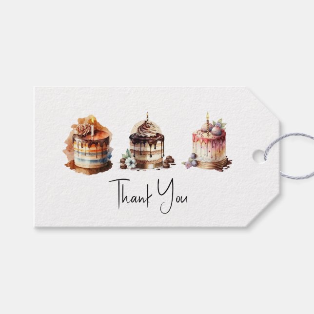 Three Cakes Thank You Gift Tags (Front (Horizontal))