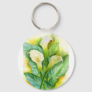Three Cala Lilies Painting - Multi Key Ring