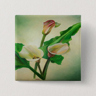 Three Calla Lilies Stunning Botanical Acrylic 15 Cm Square Badge