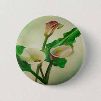 Three Calla Lilies Stunning Botanical Acrylic 6 Cm Round Badge
