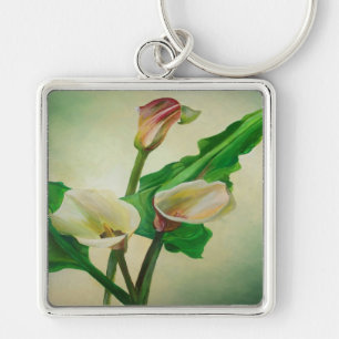 Three Calla Lilies Stunning Botanical Acrylic  Key Ring