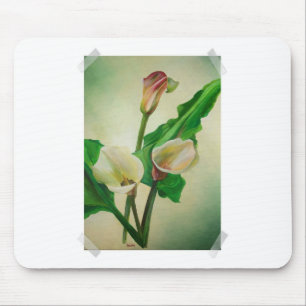 Three Calla Lilies Stunning Botanical Acrylic Mouse Mat