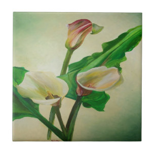 Three Calla Lilies Stunning Botanical Acrylic  Tile