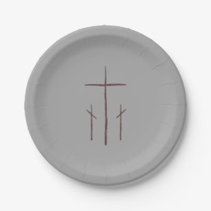 Three Calvary Crosses Paper Plate