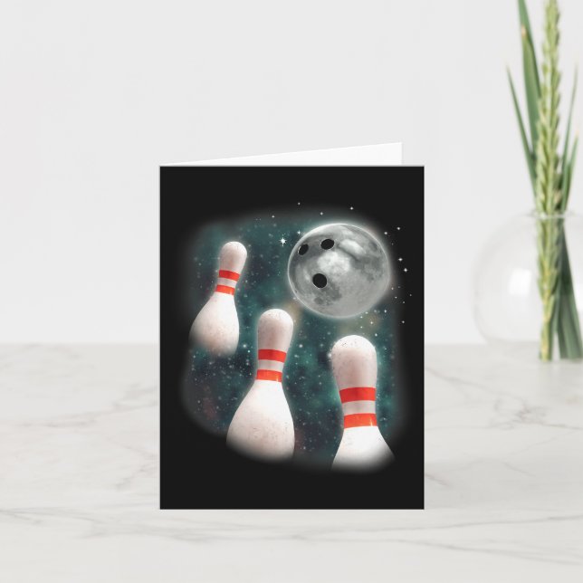 Three Candlepin Moon 3 Bowling Pin Weird Funny Bow Card (Front)