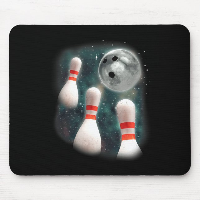 Three Candlepin Moon 3 Bowling Pin Weird Funny Bow Mouse Mat (Front)