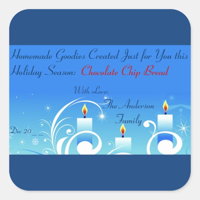 Three Candles Homemade Gift Holiday Label (Front)