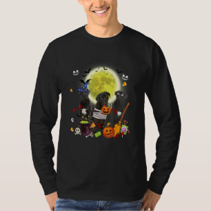 Three Cane Corso Dogs Witch Scary Mummy Halloween T-Shirt