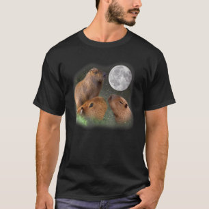 Three Capybaras And Moon Capybara Humour Parody T-Shirt