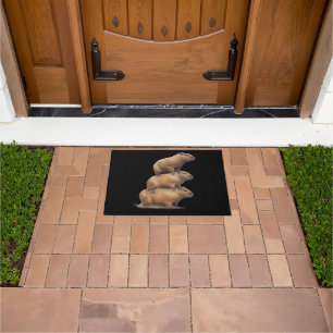 Three Capybaras Funny Capybara Humour Stack Animal Doormat